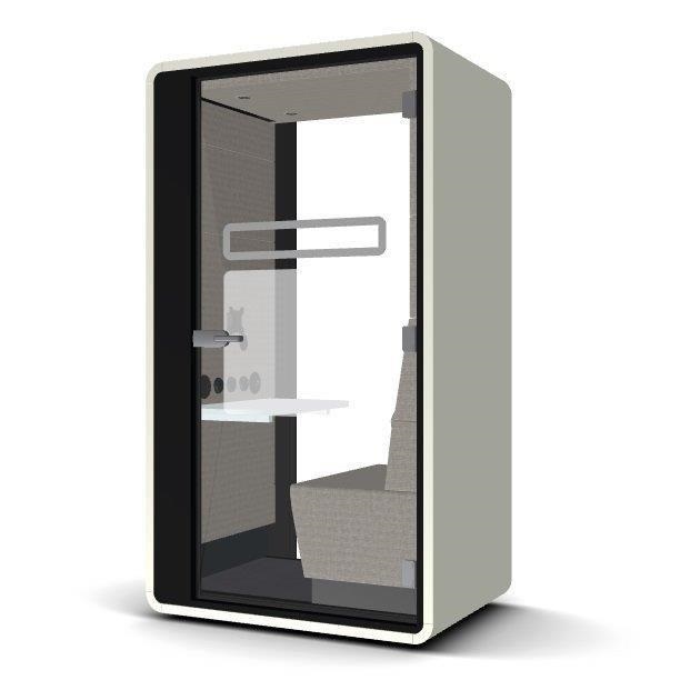 hushoffice Hybrid 1 Person Pod in Petrus Icycle and White Case