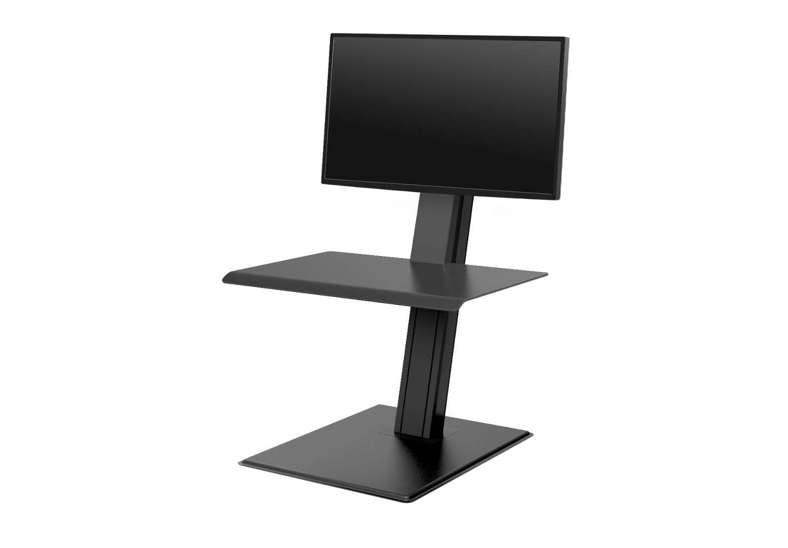 Humanscale Quickstand Eco in Single Monitor configuration with Freestanding Base in Black