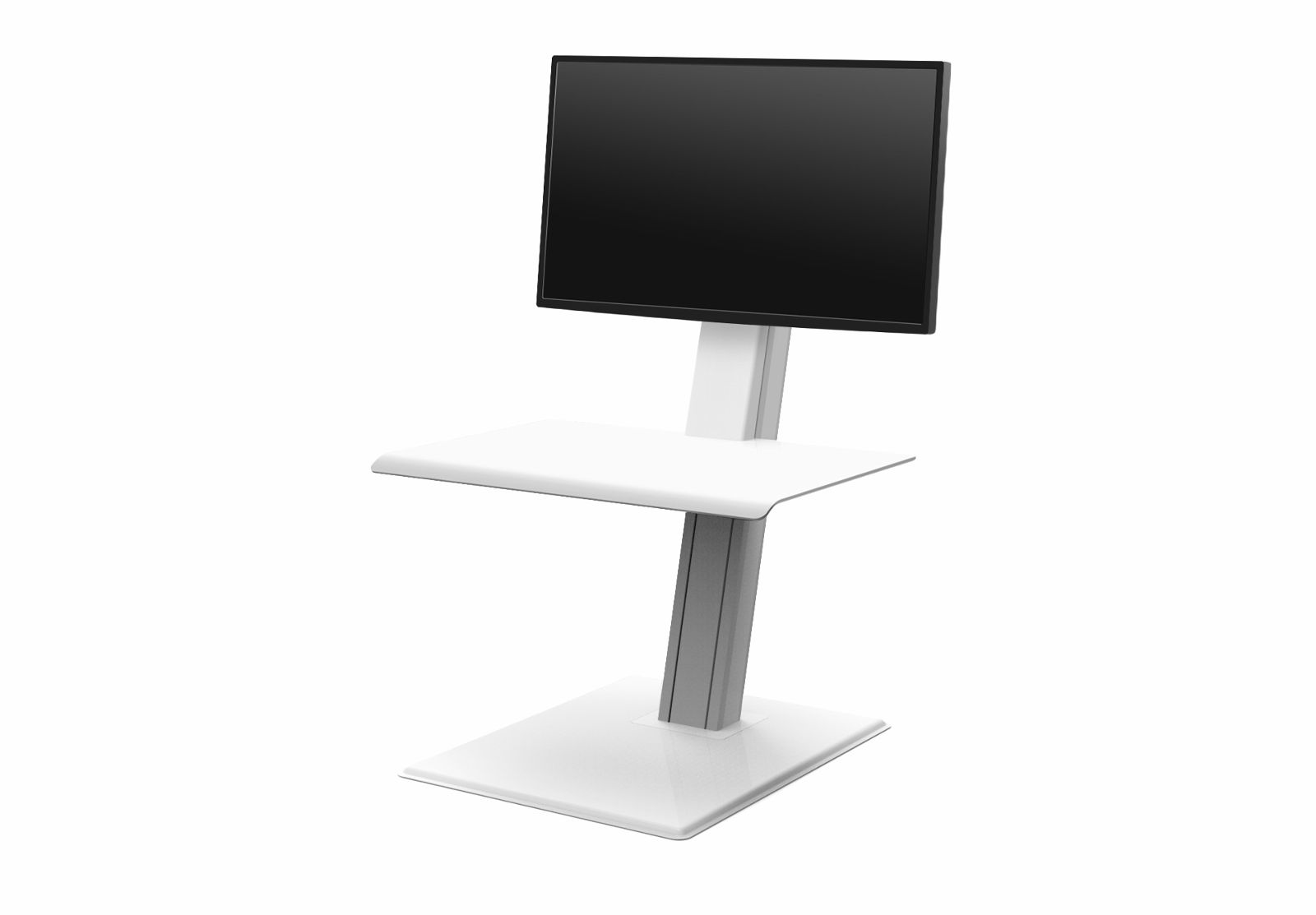Humanscale Quickstand Eco in Single Monitor configuration with Freestanding Base in White