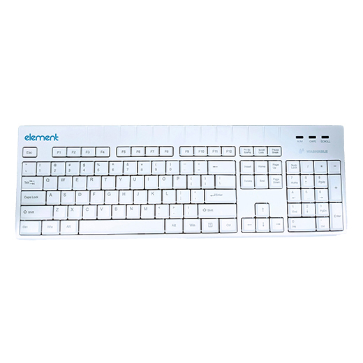 Element Medical Grade Washable Keyboard ECT104-BL 104 Keys with USB/IP68 in White