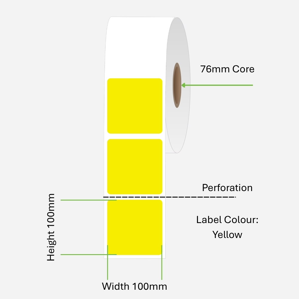 LABEL THERM FREEZER 100X100 1450R 76MM PERF YELLOW