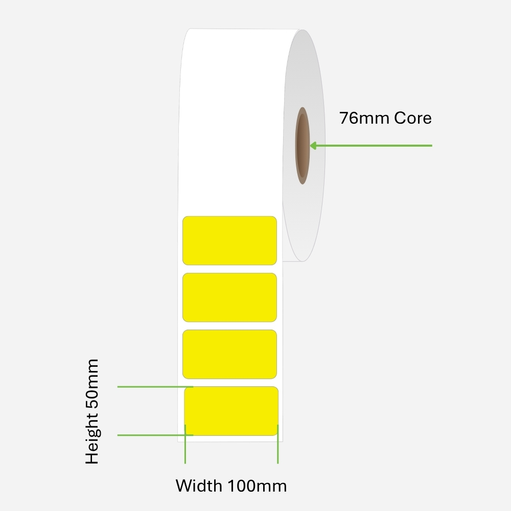 LABEL THERM PERM 50X100 1AC 1000/R 76MM YELLOW
