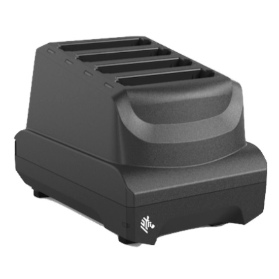 Four-slot spare battery charger for TC53 / TC58; TC53e / TC58e / TC53e-RFID / TC73 / TC78 batteries. Power supply (PWR-BGA12V50W0WW), DC cable (CBL-DC