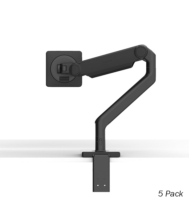 Humanscale M2.1 Single Monitor Arm using an Angled/Dynamic arm link, Clamp Mount in Black - 5PACK