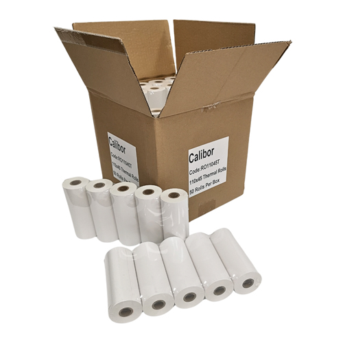 CALIBOR Thermal Paper, 110mm x 45mm, 50 Rolls Per Box