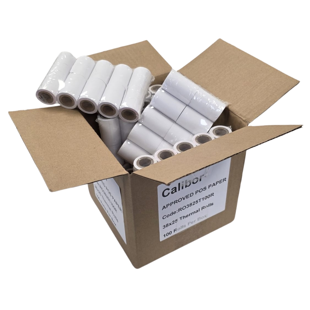 CALIBOR THERMAL PAPER 38X25 100 ROLLS/BOX