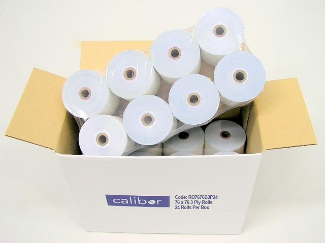 CALIBOR 3 PLY PAPER 76MM X 76MM 24 ROLLS/BOX