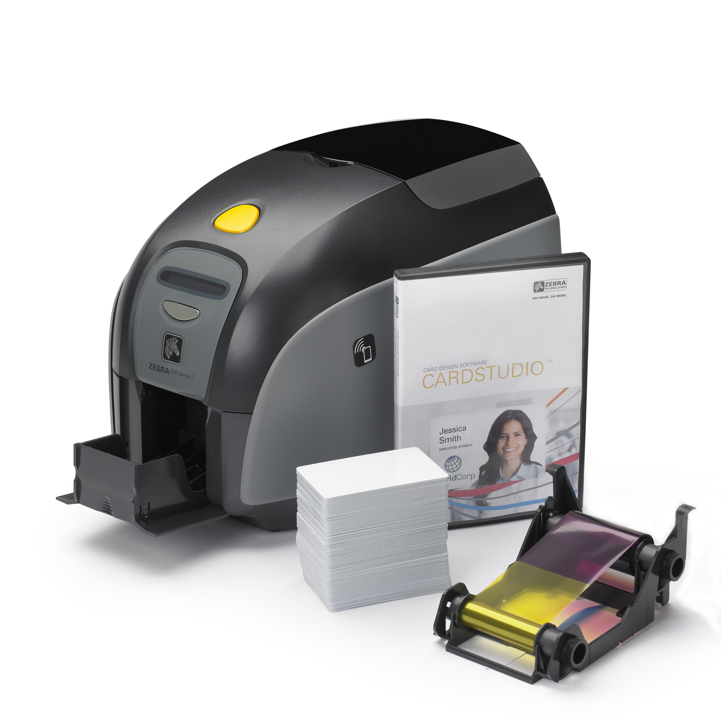ZEBRA ZXP1 MAG YMCKO CARD STUDIO + CARDS WHI 100