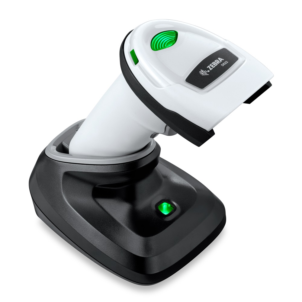 Zebra DS2278 White Standard Range 1D/2D Cordless Bluetoot Handheld Barcode Scanner Kit - Scanner, Shielded USB Cable & Cradle Included