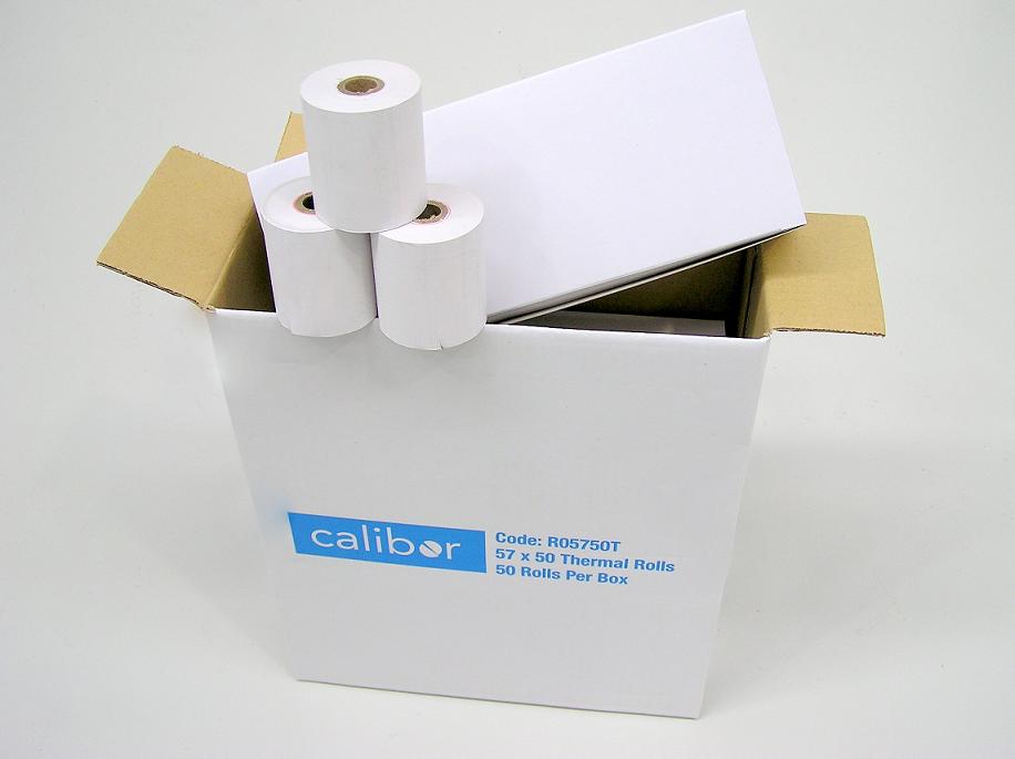 CALIBOR THERMAL PAPER 57MM X 50MM 50 ROLLS/BOX